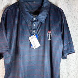 NWT Washington Wizards NBA FOCO Mens XL Polo, Navy striped with logo